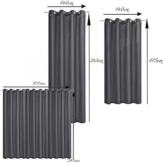 Jemidi24 Curtain Blackout with Grommet Gray 140x245cm