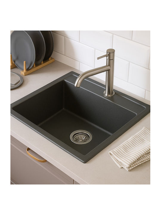 Unixton Drop-In Küchenspüle aus Flüssigem Granit M50xB50cm Anthrazit