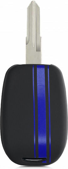 Husă Cheie Auto Dacia Renault 2 Butoane Keyless Go Kwmobile Silicon Negru Albastru 54813.02