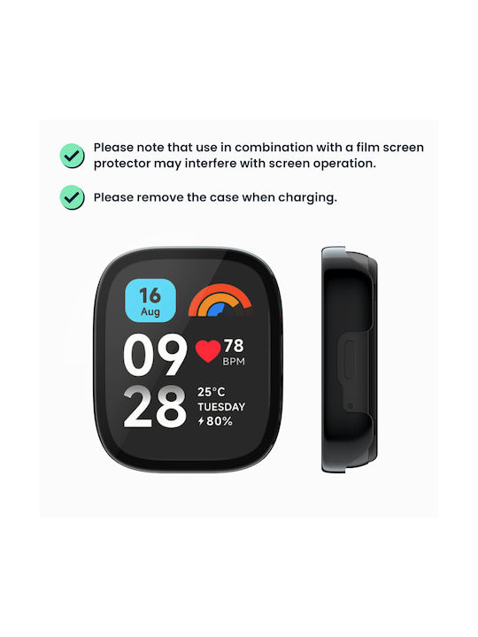 KWmobile Carcasă de Plastic în culoarea Negru pentru Xiaomi Redmi Watch 3 Active, Redmi Watch 3 Lite