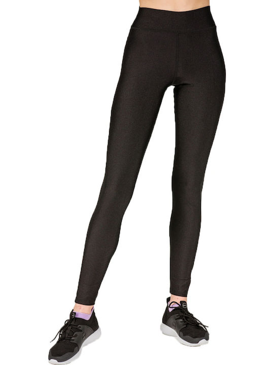 17-27089 Women's Cropped Running Legging Shiny & High Waisted Black