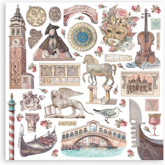 Scrapbooking-Zubehör Χαρτιά 10 Stück 20,3×20,3cm Stamperia Venice City Art
