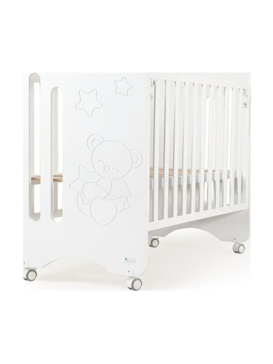 Interbaby Lovely White Baby Crib with Wheels