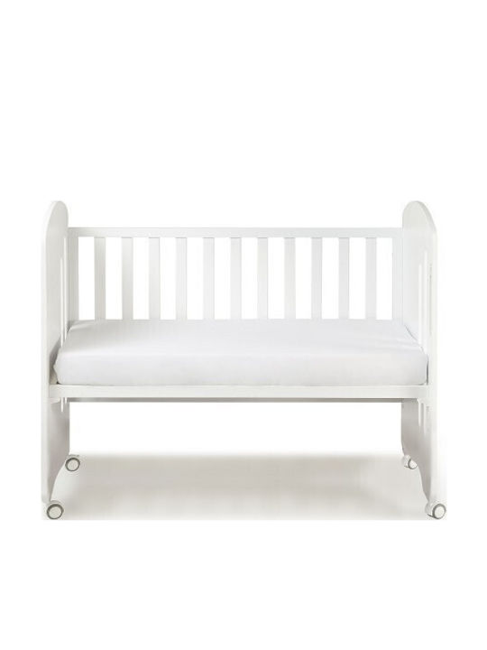 Interbaby Lovely White Baby Crib with Wheels