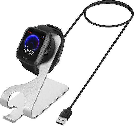KWmobile Ladegerät für Amazfit Bip U, Amazfit Pop Pro, Amazfit T-Rex Pro Silber