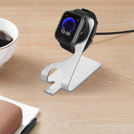 KWmobile Ladegerät für Amazfit Bip U, Amazfit Pop Pro, Amazfit T-Rex Pro Silber