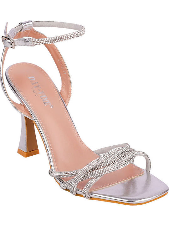 Sandalen mit Strass Silber