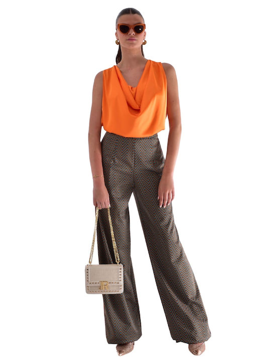Damen Hoch tailliert Stoff Hose