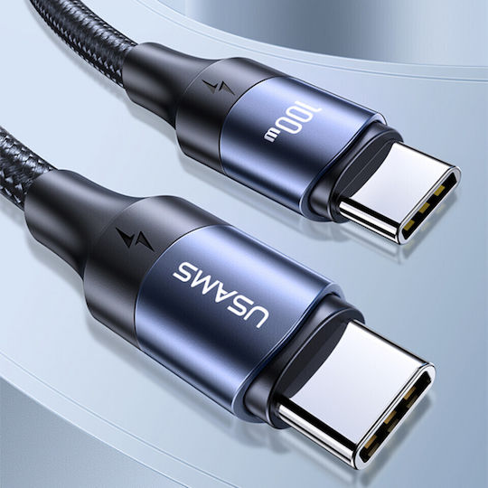 Usams US-SJ526 Braided USB 2.0 Cable USB-C male - USB-C 100W Black 3m (SJ526USB01)