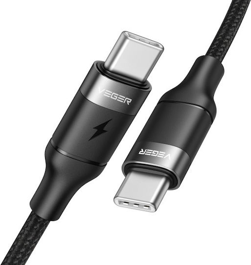 Veger CC01 Braided USB 2.0 Cable USB-C Male USB-C 60W PD Black 1.2m