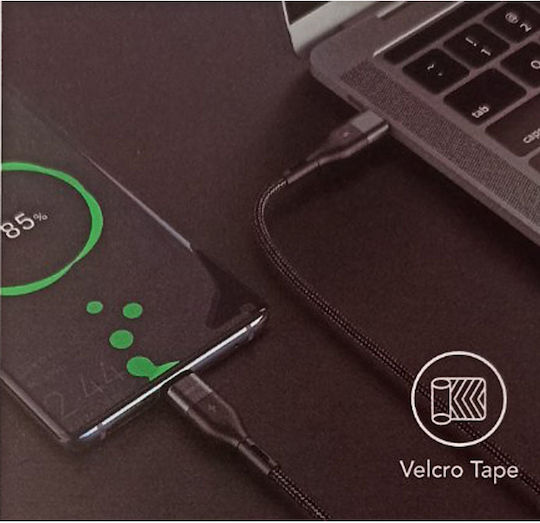 Veger CC01 Braided USB 2.0 Cable USB-C Male USB-C 60W PD Black 1.2m