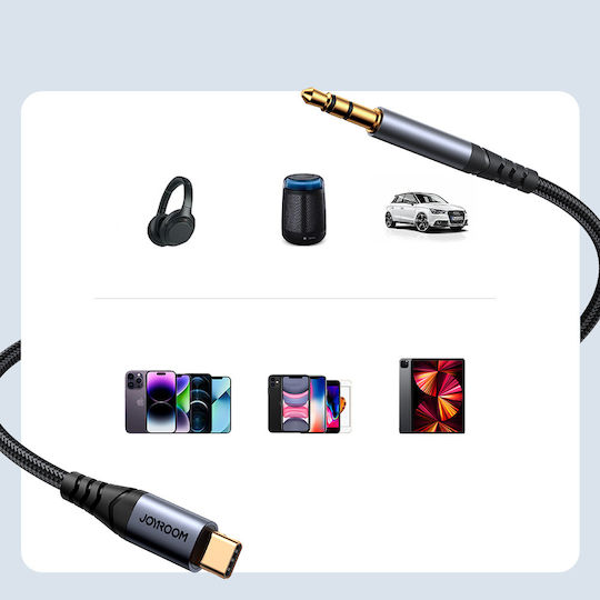 Joyroom Braided USB 2.0 Cable USB-C male - 3.5mm Μαύρο 1.2m SY-A07