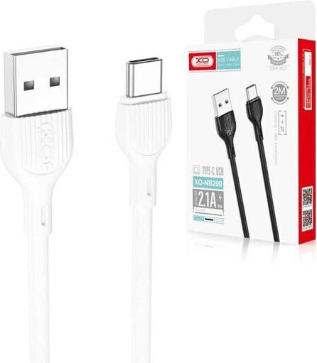 XO NB200 USB 2.0 Cable USB-C male - USB-A Λευκό 2m 16.005.0145