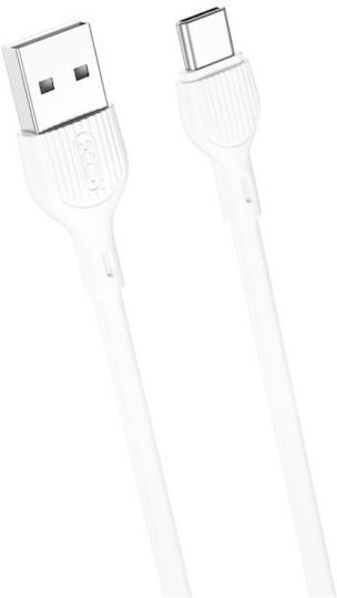 XO NB200 USB 2.0 Cable USB-C male - USB-A Λευκό 2m 16.005.0145