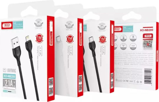 XO NB200 USB 2.0 Cable USB-C male - USB-A PD Λευκό 1m 16.005.0139