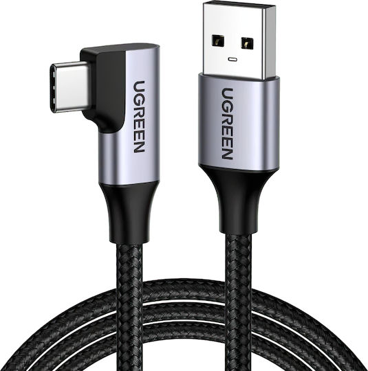 Ugreen Winkel (90°) Geflochtenes USB 2.0 Kabel USB-C männlich - USB-A 18W PD Schwarz 1m 20299