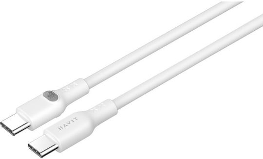 Havit USB 2.0 Cable USB-C male - USB-A 100W PD Λευκό 1m CB6280