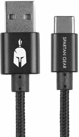 Spartan Gear Double Sided USB 2.0 Cable USB-C male - USB-A Μαύρο 2m 066085
