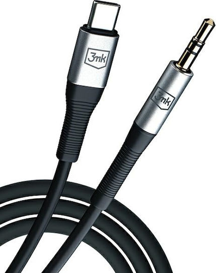 3MK Regular USB 2.0 Cablu USB-C bărbătesc - 3,5 mm male Negru 1m