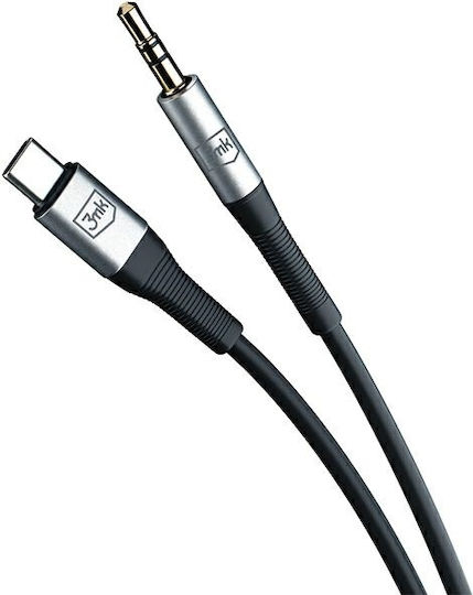 3MK Regular USB 2.0 Cablu USB-C bărbătesc - 3,5 mm male Negru 1m