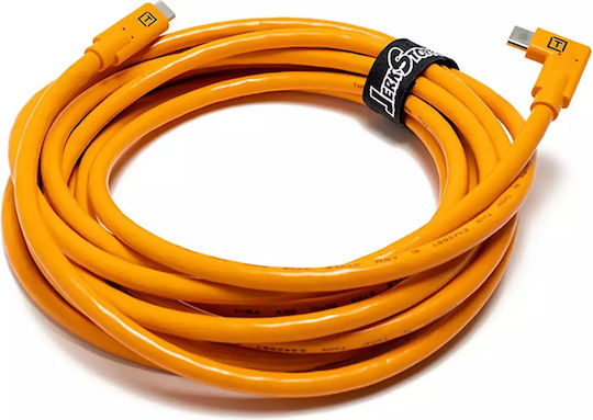 Tether Tools TetherPro Winkel (90°) / Reguläres USB 2.0 Kabel USB-C männlich - USB-C 60W Orange 4.6m TET-CUC15RT-ORG