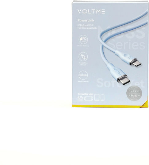 Voltme USB 2.0 Cable USB-C male - USB-C 60W PD Πράσινο 1m C2023