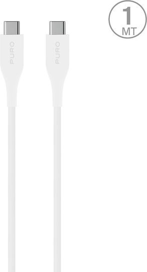 Puro USB 2.0 Кабел USB-C Мъжки - USB-C 60W Захранване PD Бял 2м CUSBCUSBC2MTWHI