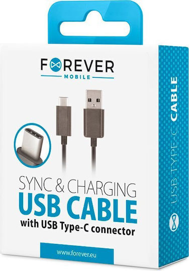 Forever USB 2.0 Cable USB-C male - USB-A Μαύρο 1m T_0014092