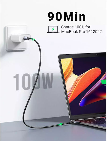 Ugreen US316 USB 2.0 Cable USB-C Male - USB-C 100W PD Black 1m 70427