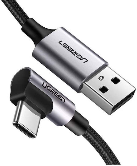 Ugreen US176 Angle (90°) / Braided USB 2.0 Cable USB-C Male - USB-A 18W Gray 1m 20856