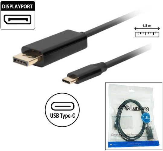 Lanberg USB 3.2 Video Cable USB-C Male - DisplayPort Black 1.8m CA-CMDP-10CU-0018-BK