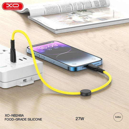 XO NB-Q248B USB 2.0 Cable USB-C Male - USB-C 60W PD Black 0.25m 16.005.0253