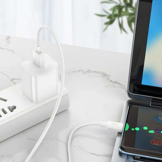 Hoco X96 USB 2.0 Cable USB-C Male - USB-A 27W PD White 1m HC-X96TWH