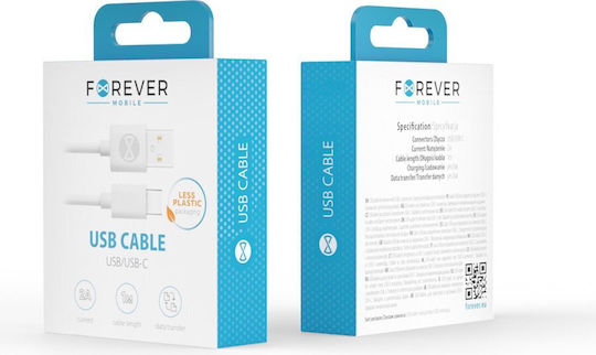 Forever USB 2.0 Cable USB-C male - USB-A Λευκό 1m T_0015238