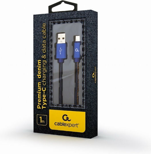 Gembird Premium jeans (denim) Braided USB 2.0 Cable USB-C male - USB-A Μπλε 1m CC-USB2J-AMCM-1M-BL