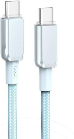 XO Braided USB 3.0 Cable USB-C Male - USB-C 60W PD Blue 1m 16.005.0255