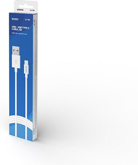 Savio USB 2.0 Cable USB-C male - USB-A Λευκό 1m CL-126