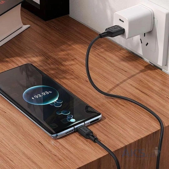 Hoco X90 USB 2.0 Cable USB-C male - USB-A 60W Μαύρο 1m