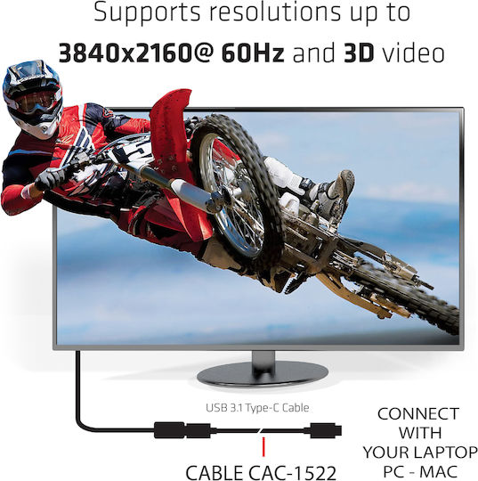 Club3D CAC-1522 USB 3.1 Video Cable USB-C male - USB-C 100W PD Μαύρο 0.8m CAC-1522