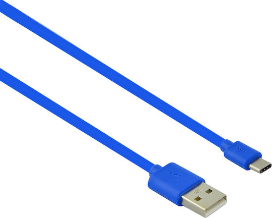 Lamtech USB 2.0 Cable USB-C male - USB-A 18W Μπλε 1m LAM446803