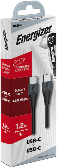 Energizer USB 2.0 Cable USB-C male - USB-C Μαύρο 1.2m C611CGBK
