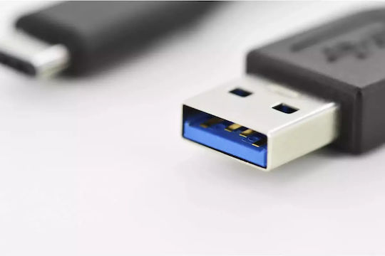 Digitus USB 2.0 Cable USB-C male - USB-A PD Μαύρο 1m AK-300136-010-S Bulk