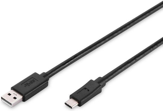 Digitus USB 2.0 Cable USB-C male - USB-A PD Μαύρο 1m AK-300136-010-S Bulk