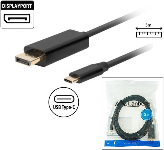 Lanberg USB 3.2 Video Cable USB-C Male - DisplayPort Black 3m CA-CMDP-10CU-0030-BK