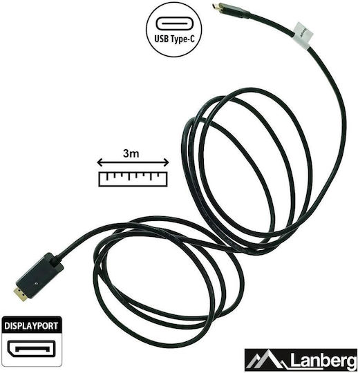 Lanberg USB 3.2 Video Cable USB-C Male - DisplayPort Black 3m CA-CMDP-10CU-0030-BK