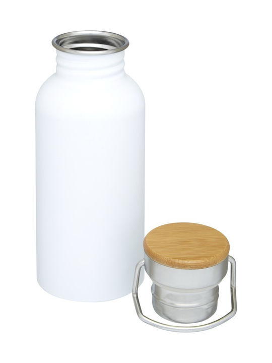 Μπουκαλι Thor 550 Ml Sport Bottle Λευκο Ανοξείδωτο Ατσάλι Ξύλο Μπαμπού