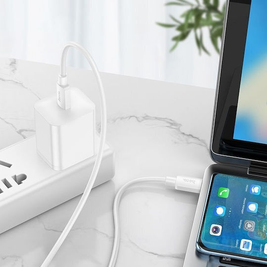 Hoco X96 USB 2.0 Cable USB-C male - USB-C 60W PD Λευκό 1m HOC-X96c-W