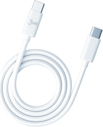 3MK Hyper USB 2.0 Cable USB-C male - USB-C 100W Λευκό 2m 3MK4020