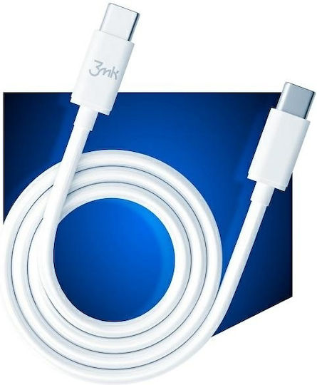 3MK Hyper USB 2.0 Cable USB-C male - USB-C 100W Λευκό 2m 3MK4020