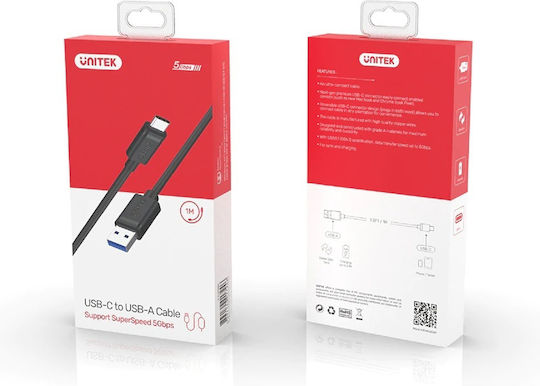 Unitek USB 3.1 Cable USB-C Male - USB-A Black 2m